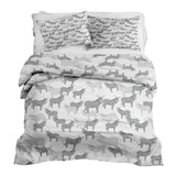 Set de ropa de cama con mantas terapéuticas gris con burros