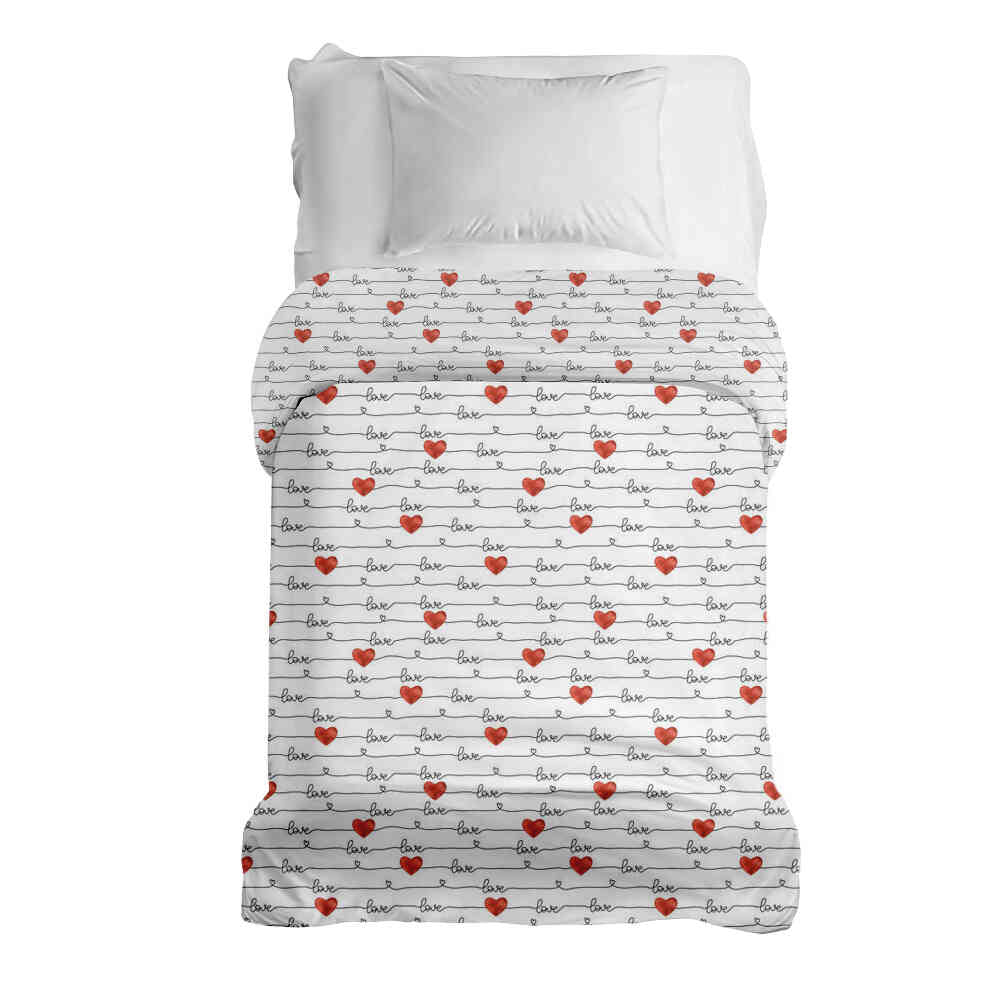 Manta terapéutica original - Funda de algodón blanca con inscripción Love