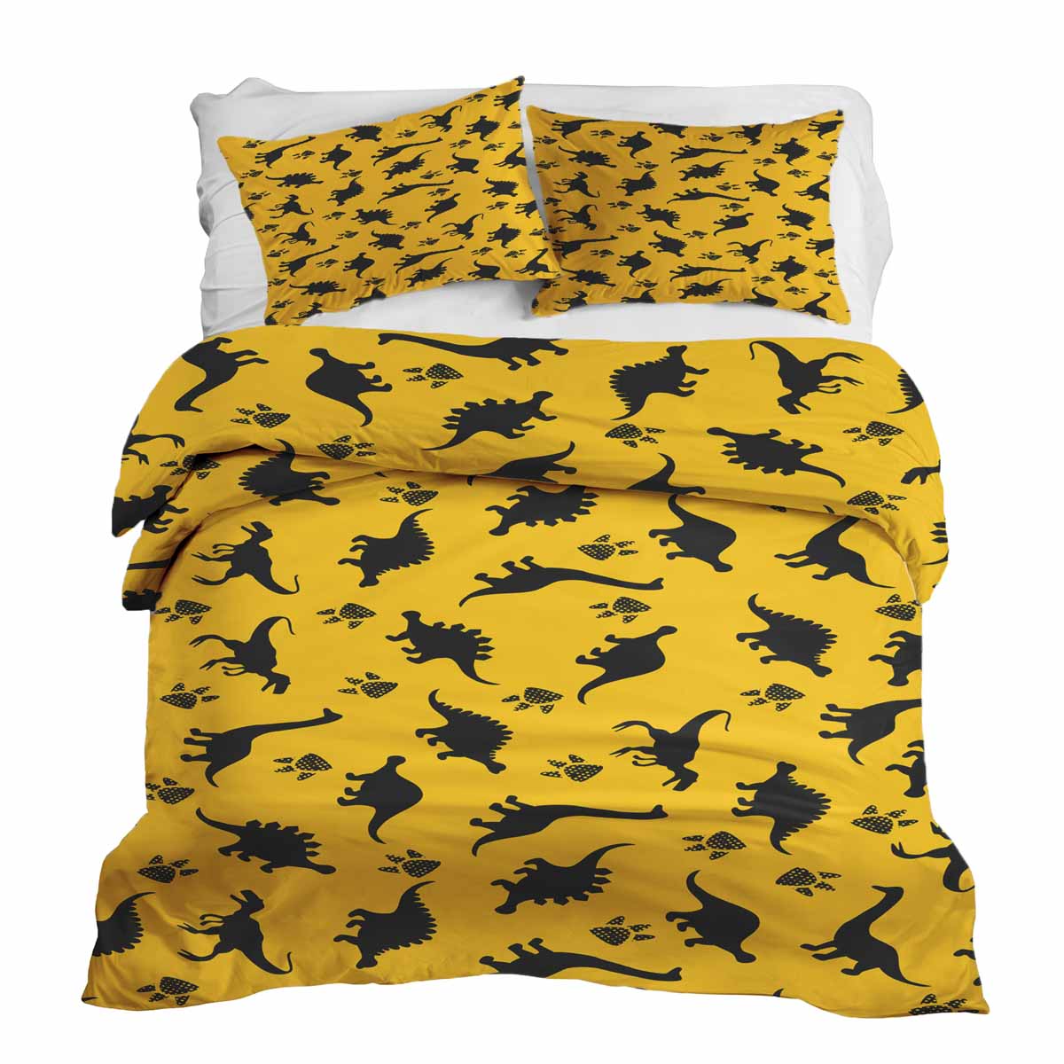 Juego de ropa de cama con mantas terapéuticas amarillo con dinosaurios