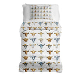 Juego de ropa de cama con mantas terapéuticas blancas con cabezas de toro