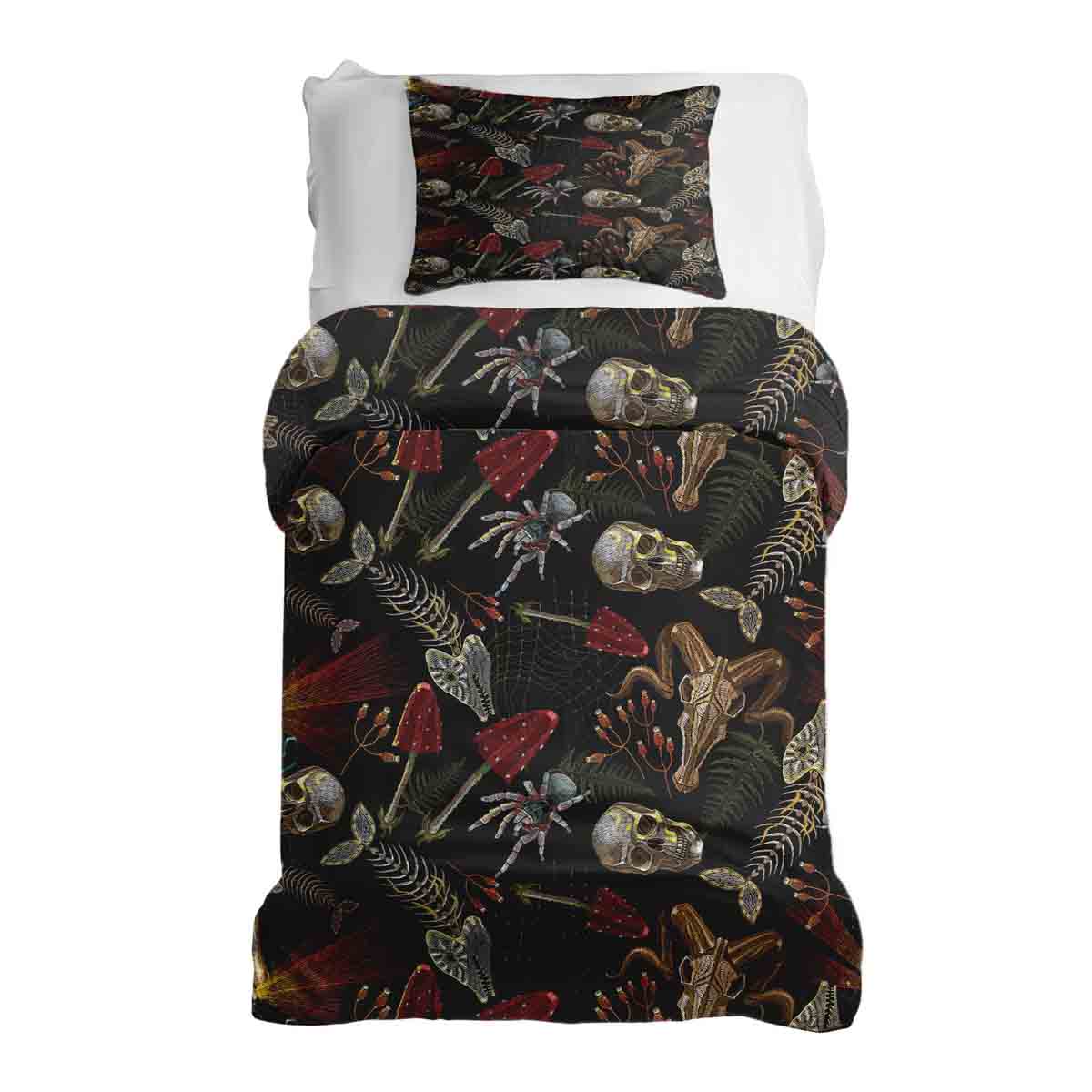 Set de ropa de cama con manta terapéutica Halloween esqueleto