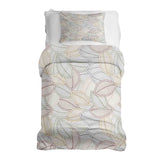 Juego de ropa de cama con mantas terapéuticas y hojas de palma coloridas