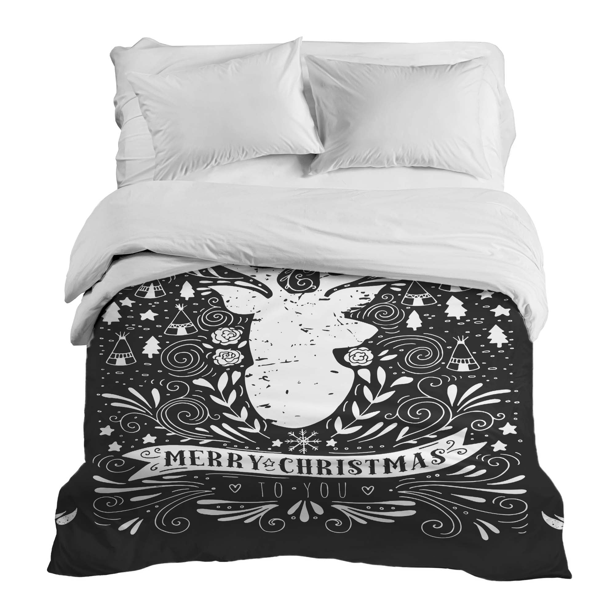 Manta terapéutica original - Funda de algodón negra Feliz Navidad