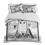Juego de ropa de cama con manta terapéutica blanca con torre
