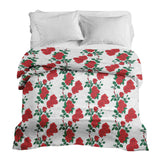 Manta terapéutica original - Funda de algodón blanca con arbusto de rosas