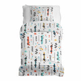 Juego de ropa de cama con manta terapéutica blanca con coches de carreras