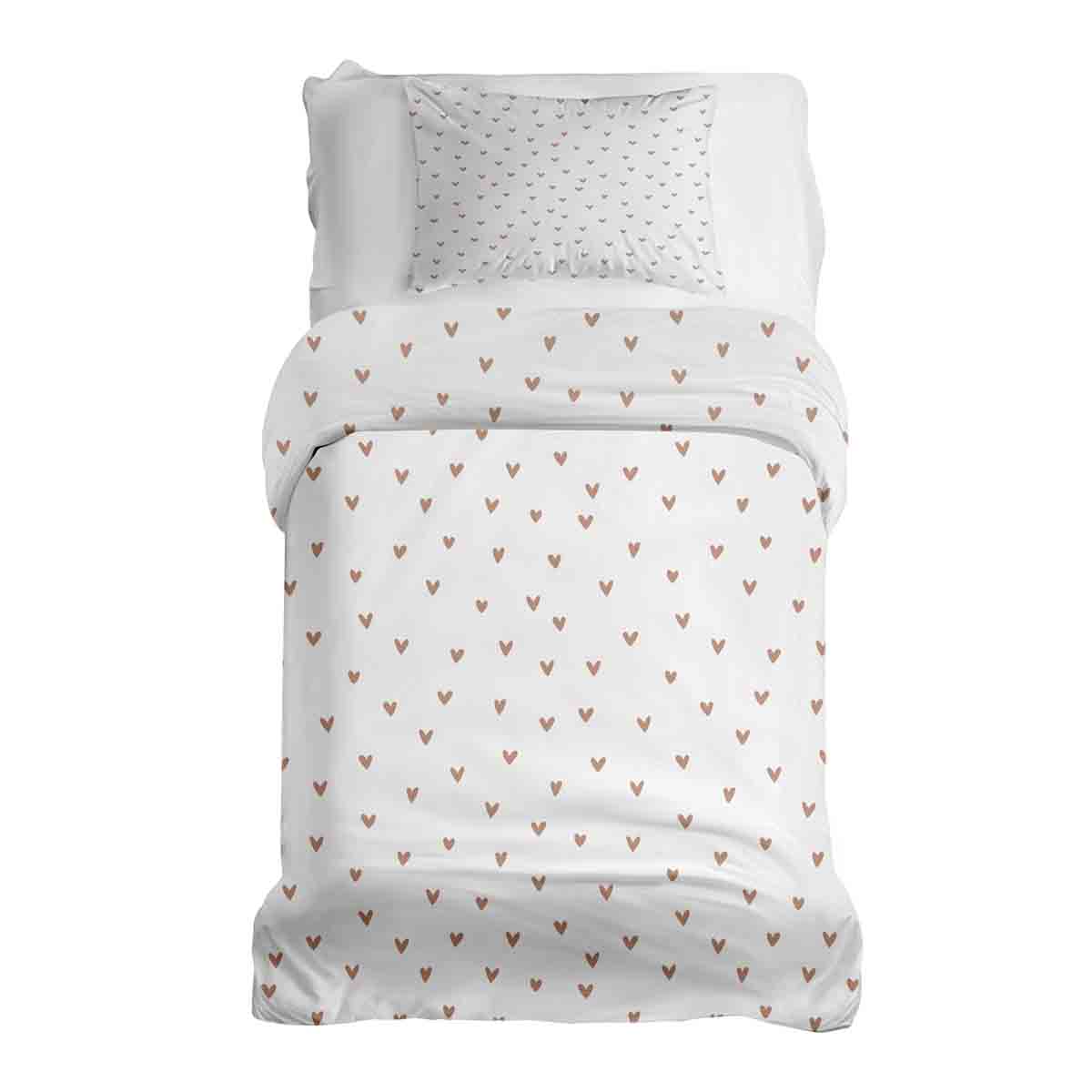 Juego de ropa de cama con manta terapéutica blanca con corazones