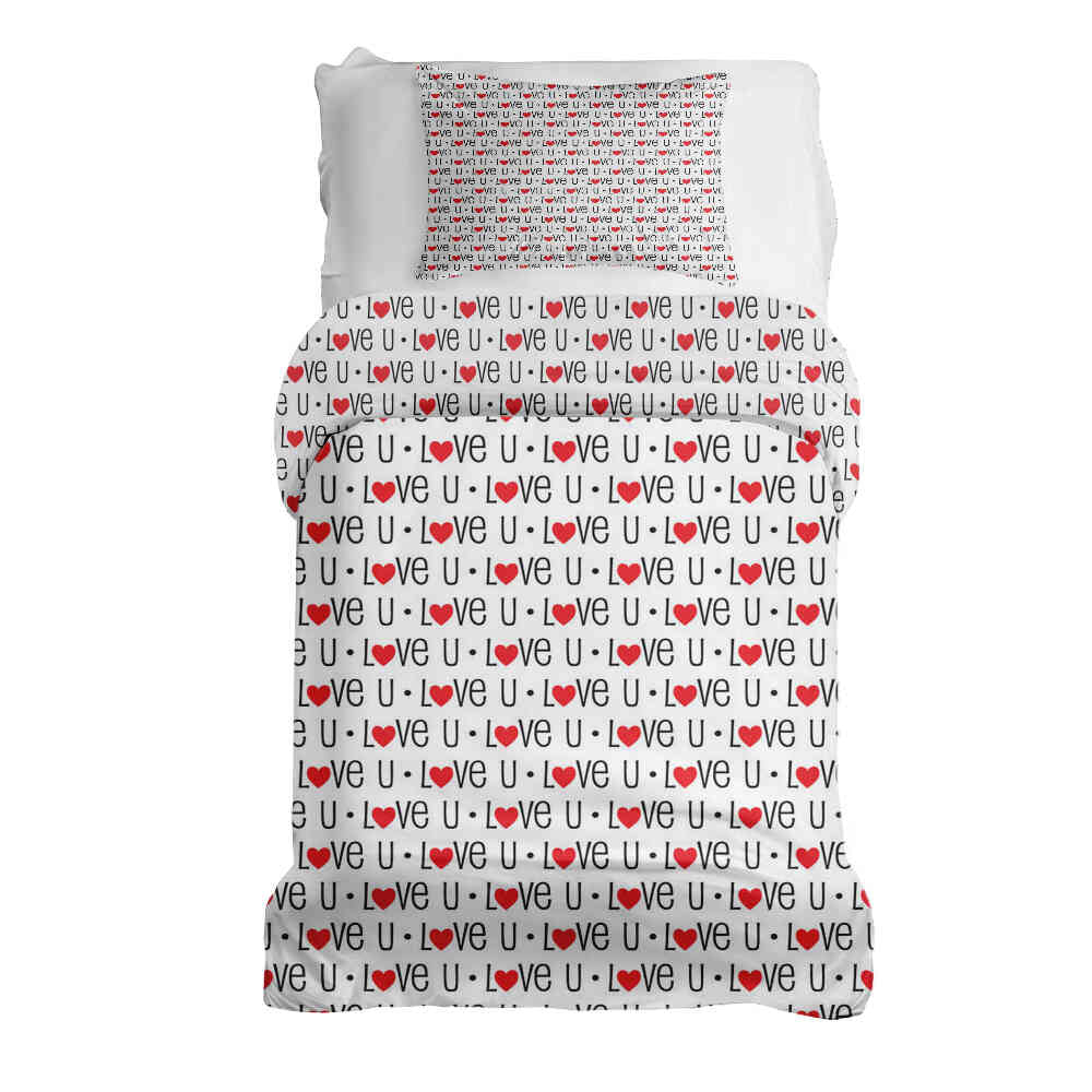 Set de ropa de cama con manta terapéutica blanco Love U
