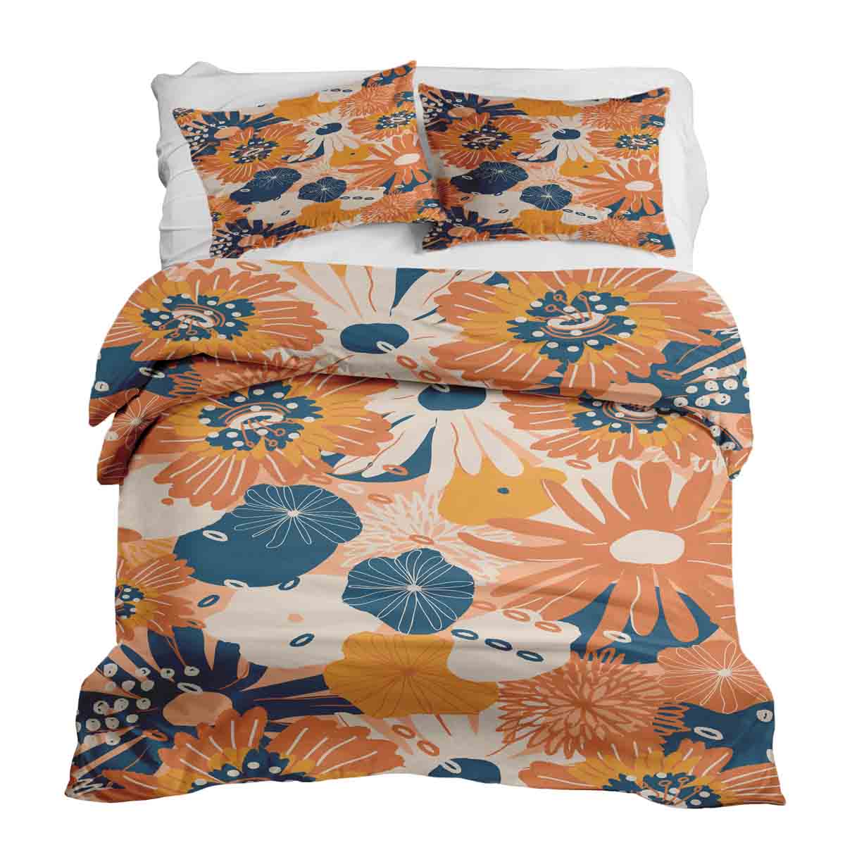 Set de ropa de cama con mantas terapéuticas y flores de gerbera