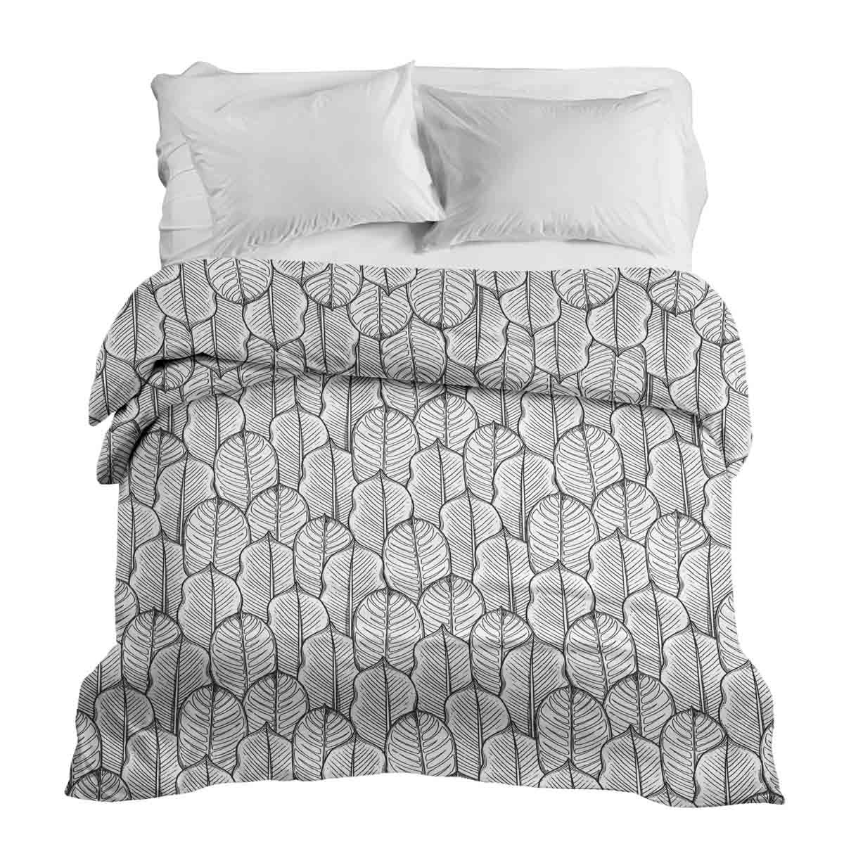 Manta terapéutica original - Funda de algodón gris con hojas de arce