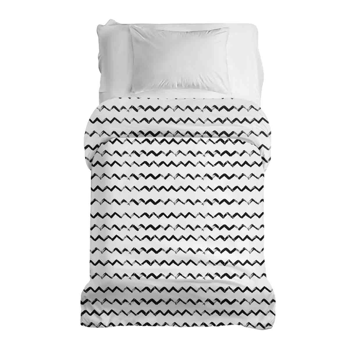 Manta terapéutica original - Funda de algodón blanca con zigzag