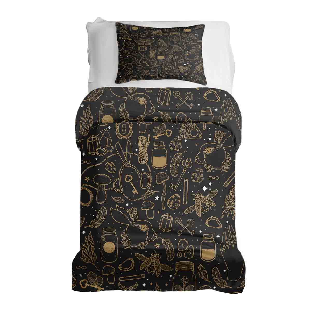 Juego de ropa de cama con manta terapéutica negro mágico