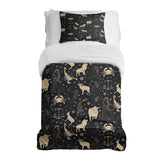 Juego de ropa de cama con manta terapéutica negro constelaciones