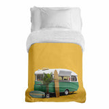 Manta terapéutica original - Funda de algodón amarilla con autobús