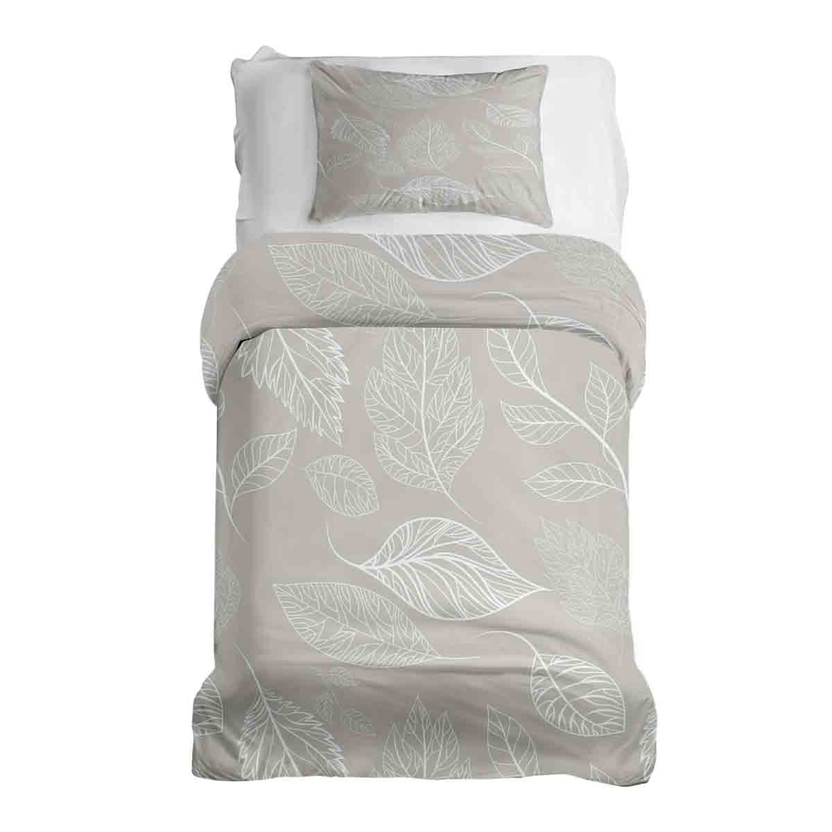Set de ropa de cama con manta terapéutica beige con hojas claras