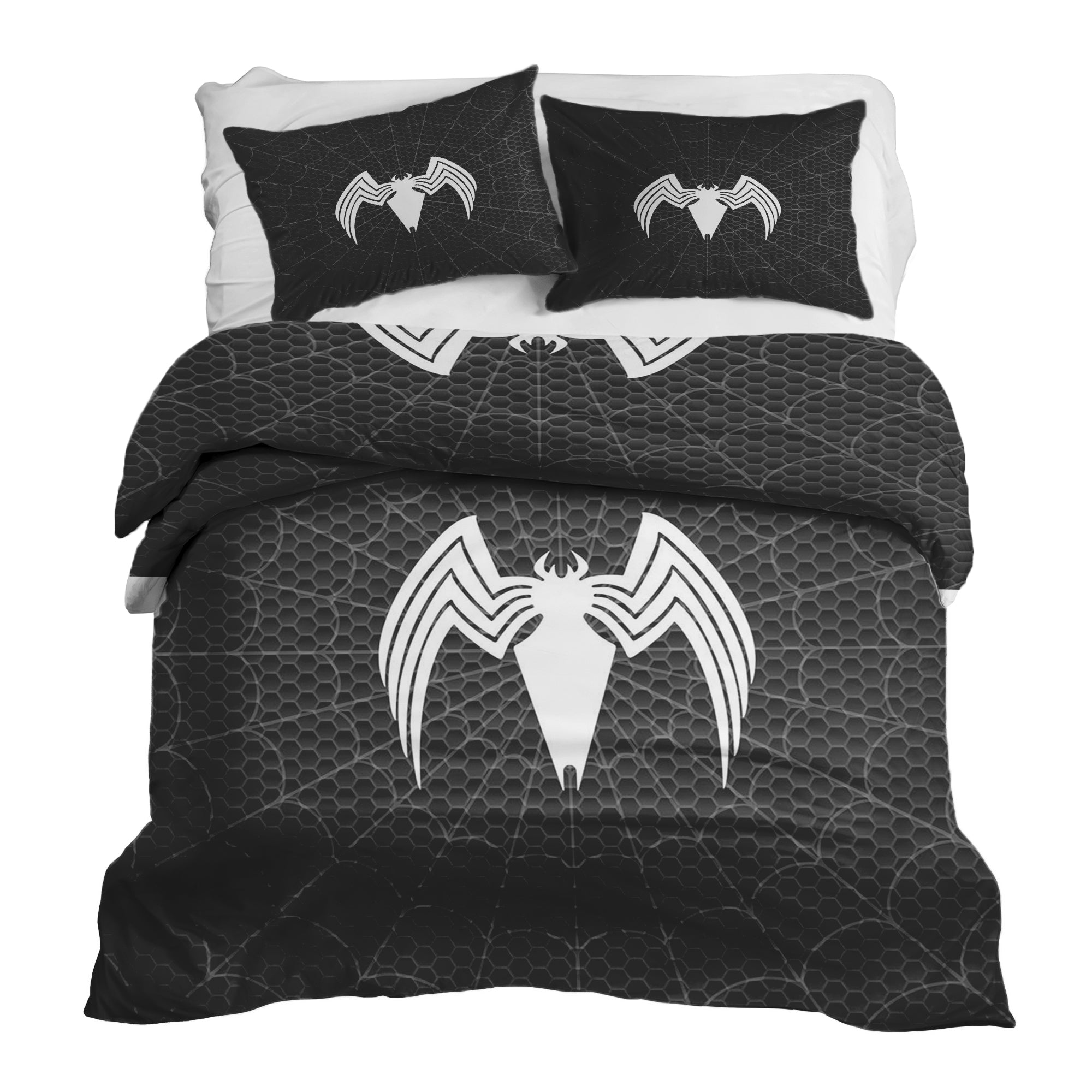 Juego de ropa de cama con manta terapéutica negra con araña