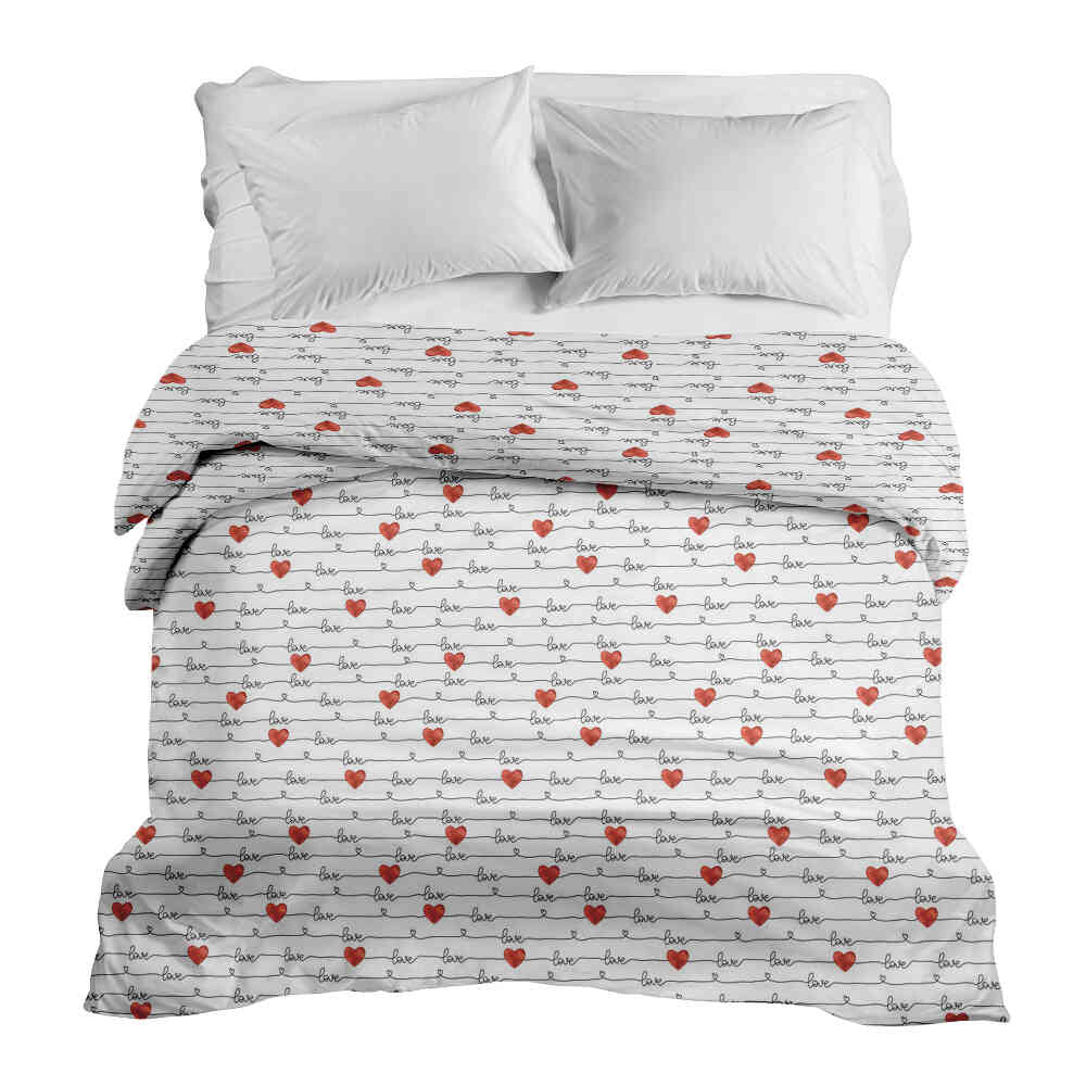 Manta terapéutica original - Funda de algodón blanca con inscripción Love