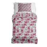 Set de ropa de cama y manta terapéutica blanca L.O.V.E