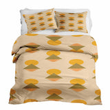 Set de ropa de cama con mantas terapéuticas y formas amarillas