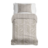 Juego de ropa de cama con manta terapéutica beige con rayas