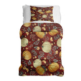 Juego de ropa de cama con mantas terapéuticas rojo con calabazas