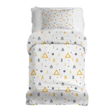 Juego de ropa de cama con manta terapéutica blanca con triángulos amarillos