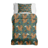 Set de ropa de cama con manta terapéutica verde con ardilla