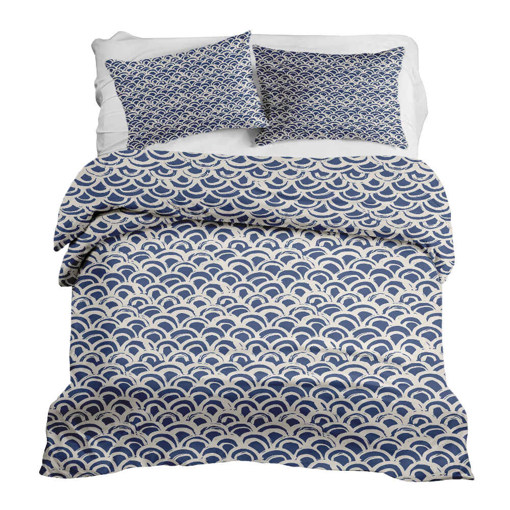 Set de ropa de cama con manta terapéutica patrón de ondas azules