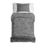 Juego de ropa de cama con manta terapéutica gris con hojas de palma blancas