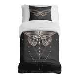 Juego de ropa de cama con manta terapéutica negro con mariposa