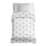 Juego de ropa de cama con manta terapéutica blanca con estrellas rosas