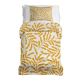 Set de ropa de cama con mantas terapéuticas y ramas amarillas
