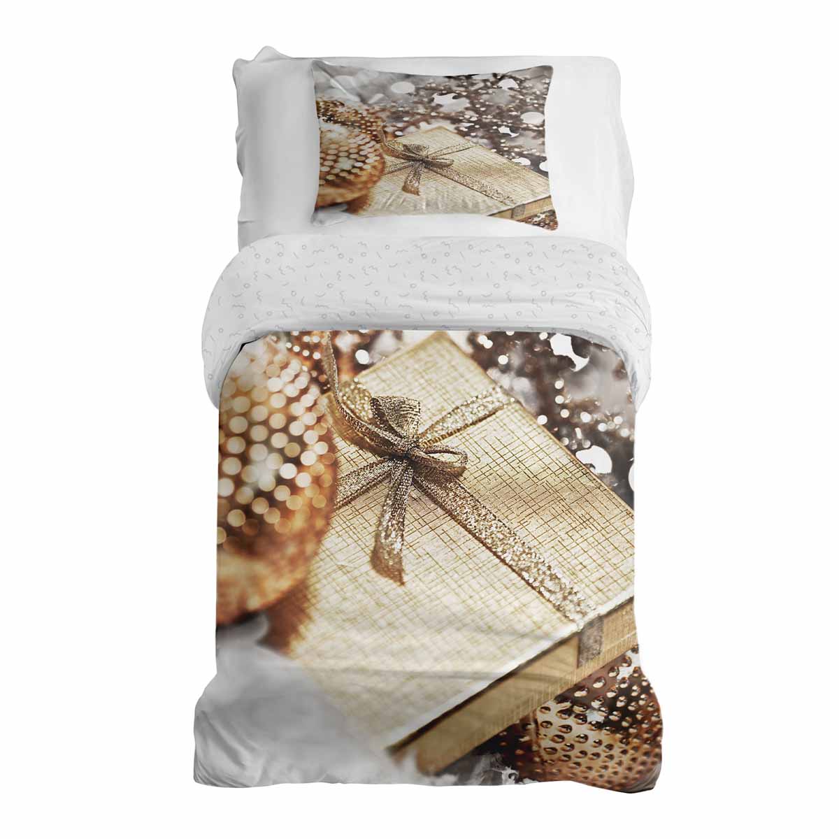 Set de ropa de cama con manta terapéutica y regalo dorado