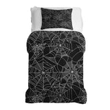 Set de ropa de cama con manta terapéutica negra con telaraña