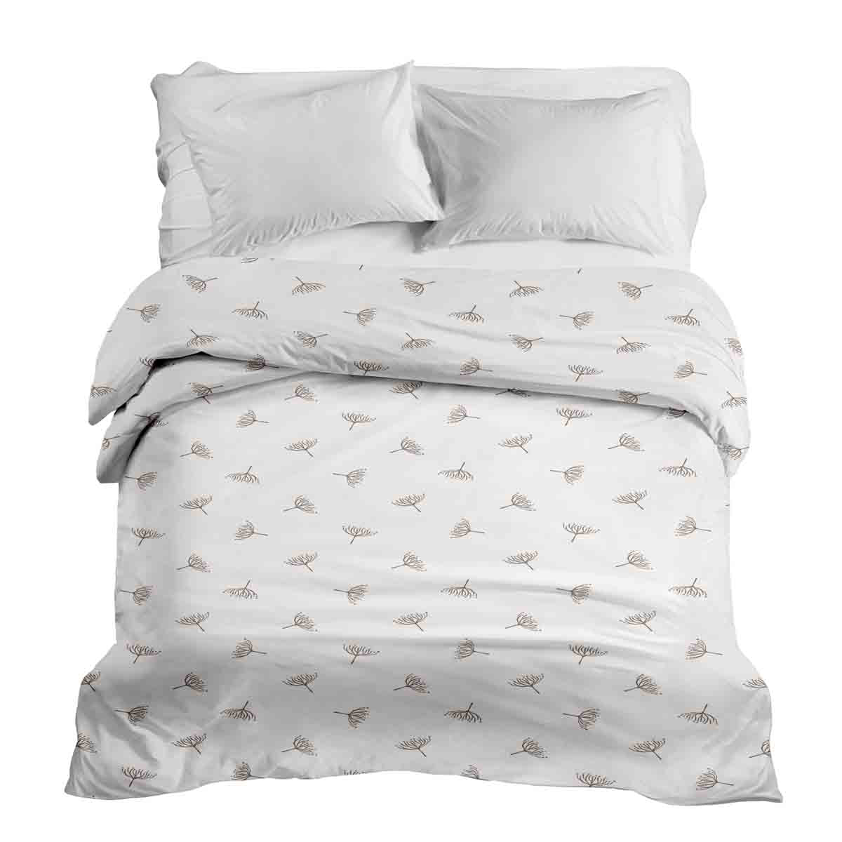 Manta terapéutica original - Funda de algodón blanca con pequeñas ramas de muérdago