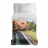 Manta terapéutica original - Funda de algodón con perro en el coche
