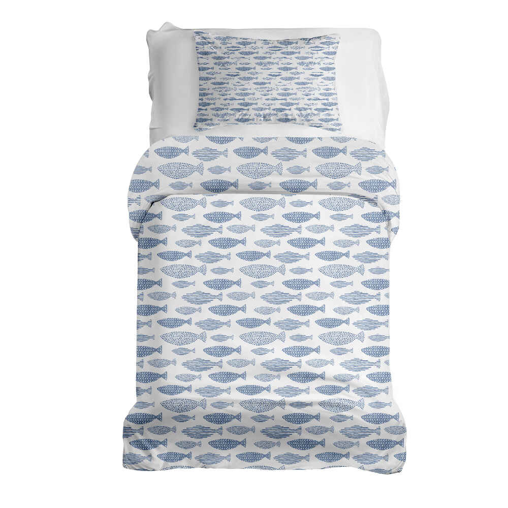 Set de ropa de cama con manta terapéutica peces azules