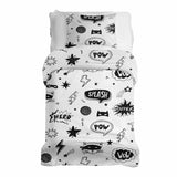 Juego de ropa de cama con manta terapéutica blanca con superhéroes