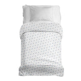Juego de ropa de cama con manta terapéutica blanca con ondas azules