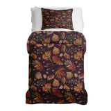 Set de ropa de cama con manta terapéutica hojas otoñales marrones