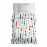 Manta terapéutica original - Funda de algodón blanca con coches de carreras
