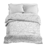 Manta terapéutica original - Funda de algodón blanca con delicadas ramas grises
