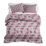 Set de ropa de cama y manta terapéutica blanca L.O.V.E