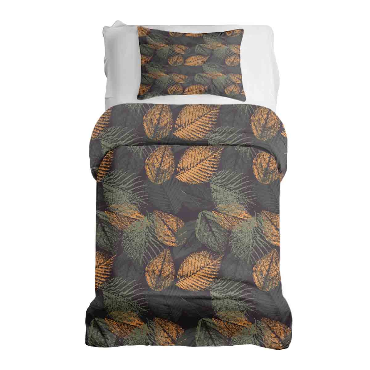 Juego de ropa de cama con manta terapéutica motivo de hoja otoñal