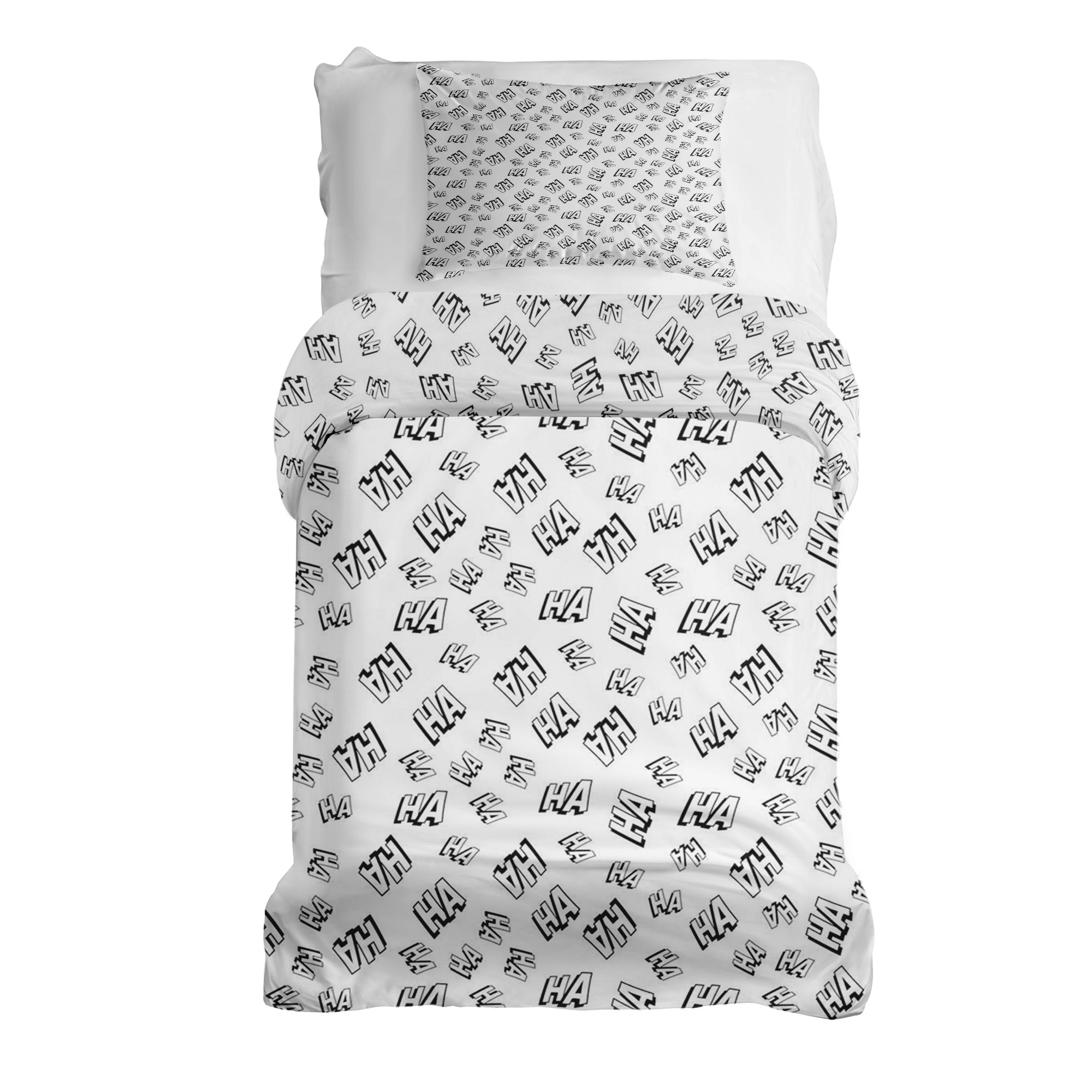 Set de ropa de cama con manta terapéutica blanca Ha Ha