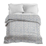 Manta terapéutica original - Funda de algodón blanca con delicadas formas azules