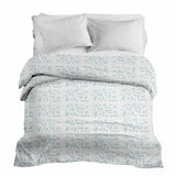 Manta terapéutica original - Funda de algodón blanca con formas azules