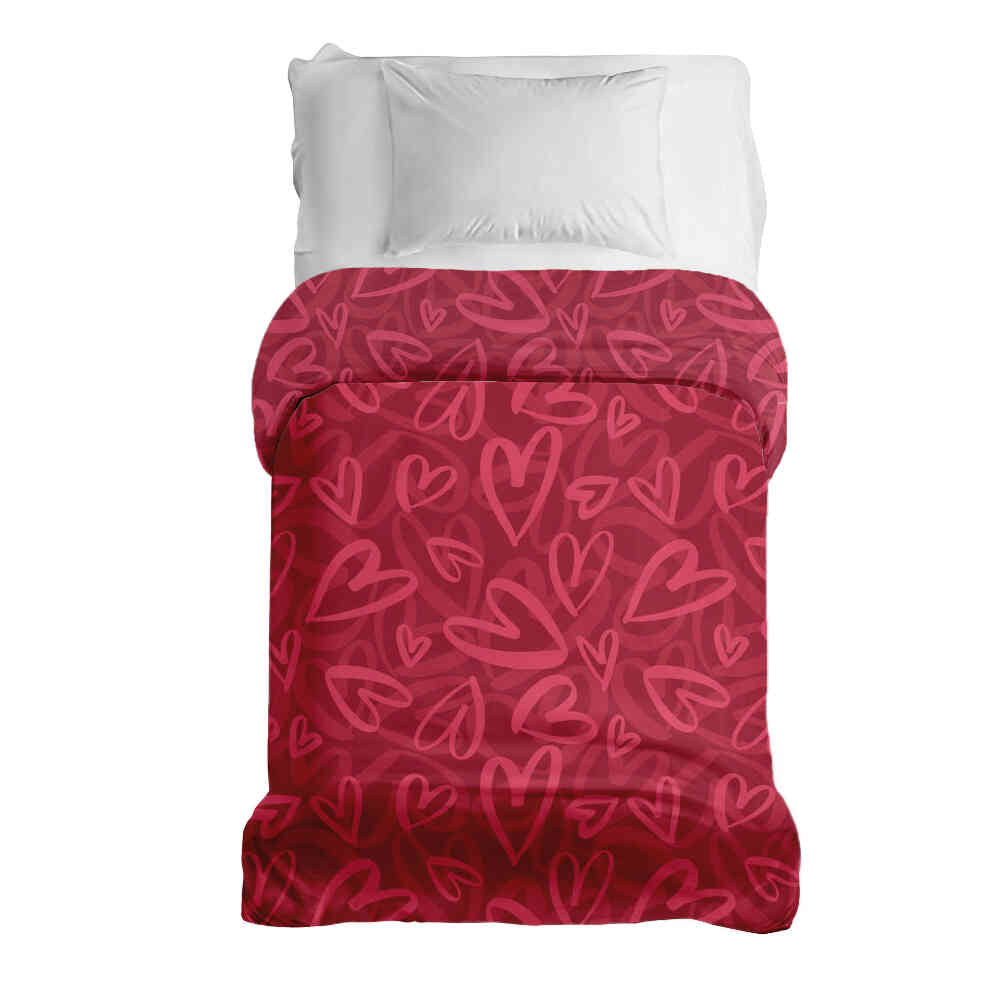 Manta terapéutica original - Funda de algodón roja con motivo de corazón rosa