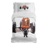 Set de ropa de cama con manta terapéutica tractor en naranja