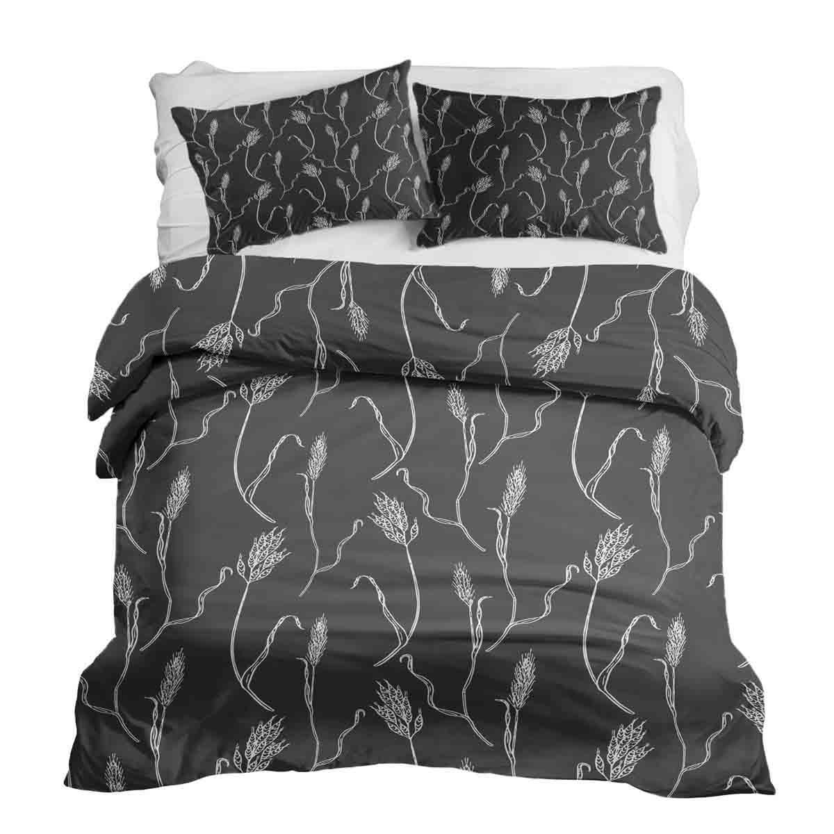 Original Therapiedecke - Juego de Ropa de Cama de Algodón Gris Oscuro con Ramas Blancas